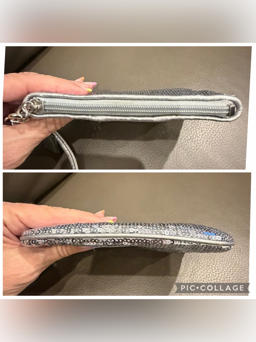 Coach Silver Sequin Wristlet - Picture 6 of 7